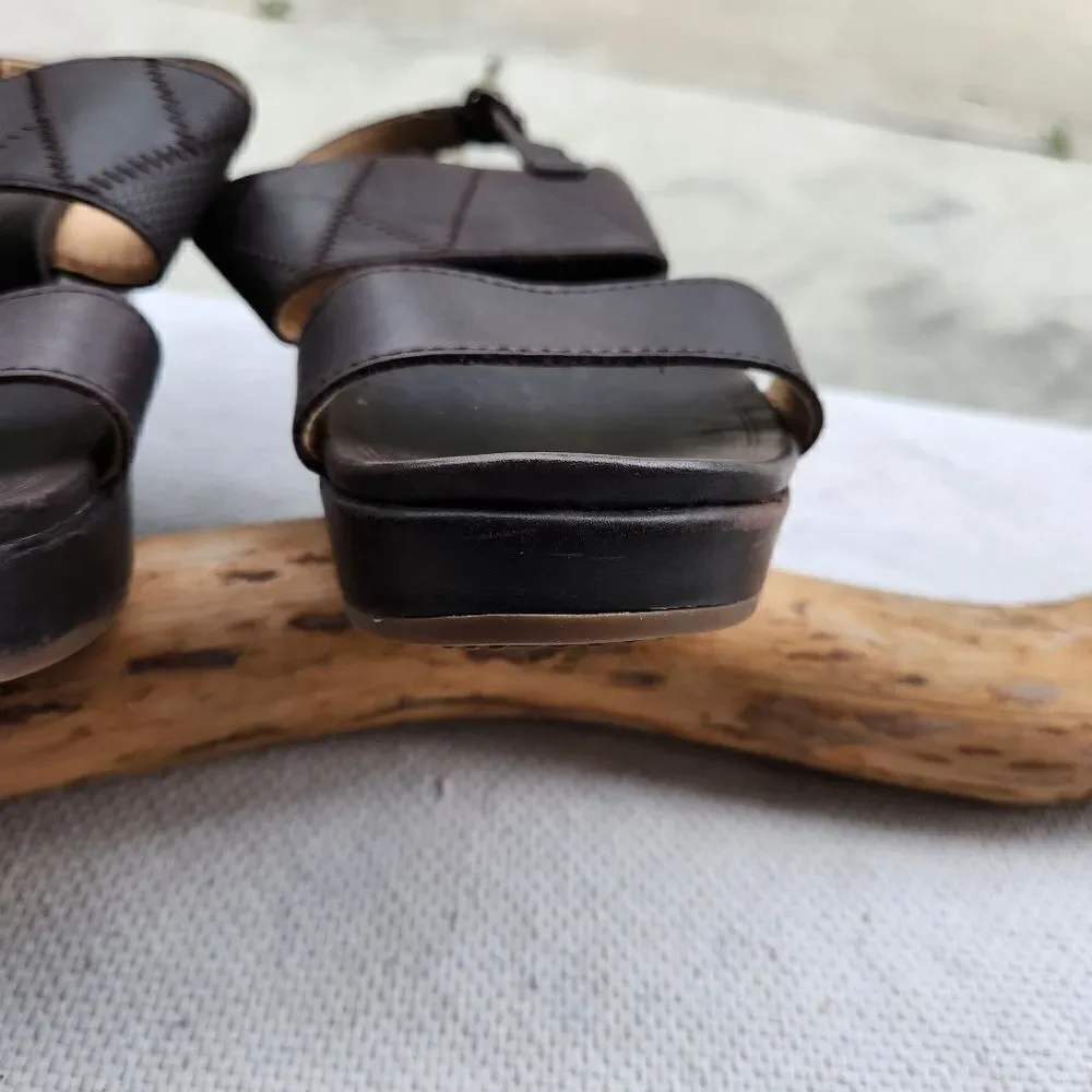 Olukai keha dark brown wedge platform sandals